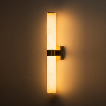Lineaire LED Wandlamp met Albast – Moderne Badkamerverlichting in Messing of Zwart – 60cm Dimbaar 3000K