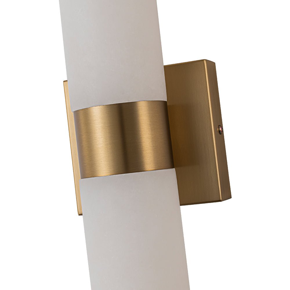 Lineaire LED Wandlamp met Albast – Moderne Badkamerverlichting in Messing of Zwart – 60cm Dimbaar 3000K