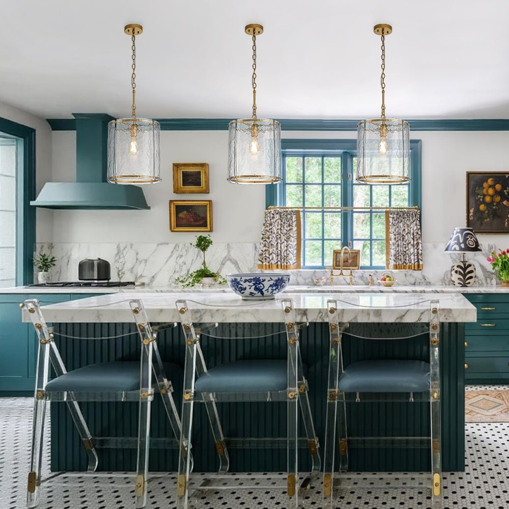 Hanglamp Cilinder Glas Messing Nikkel 32cm E26 Verstelbaar Keuken Eetkamer Entree Kooi Pendel Woonkamer Badkamer Farmhouse