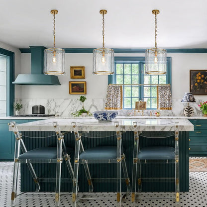 Hanglamp Cilinder Glas Messing Nikkel 32cm E26 Verstelbaar Keuken Eetkamer Entree Kooi Pendel Woonkamer Badkamer Farmhouse