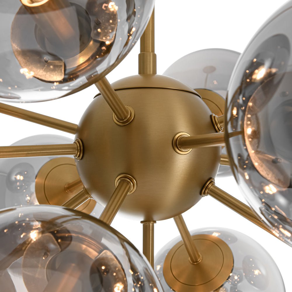 Sputnik Hanglamp 13 Lichts Gerookt Glas Messing Nikkel 60cm E12 Woonkamer Eetkamer Slaapkamer Entree Sunburst Chandelier Dimbaar