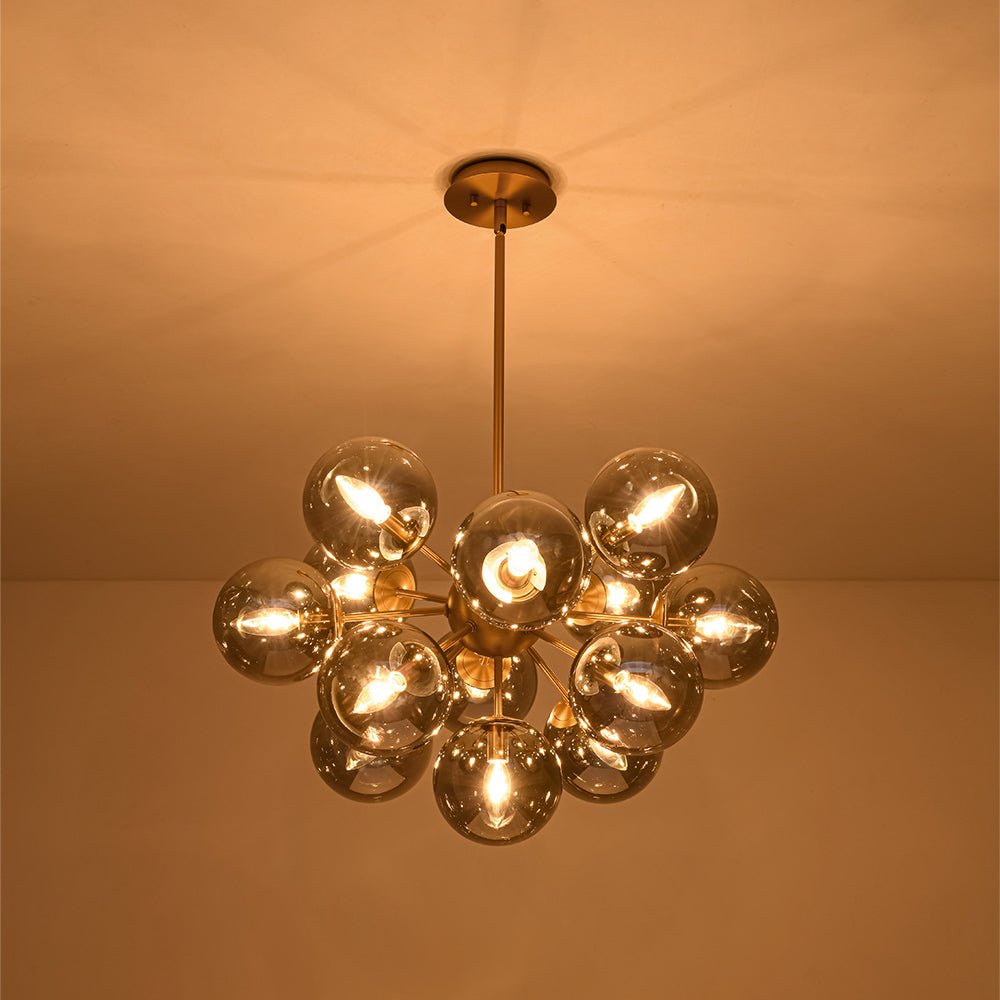 Sputnik Hanglamp 13 Lichts Gerookt Glas Messing Nikkel 60cm E12 Woonkamer Eetkamer Slaapkamer Entree Sunburst Chandelier Dimbaar