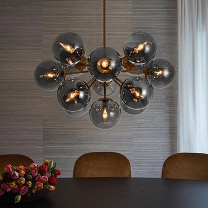 Sputnik Hanglamp 13 Lichts Gerookt Glas Messing Nikkel 60cm E12 Woonkamer Eetkamer Slaapkamer Entree Sunburst Chandelier Dimbaar