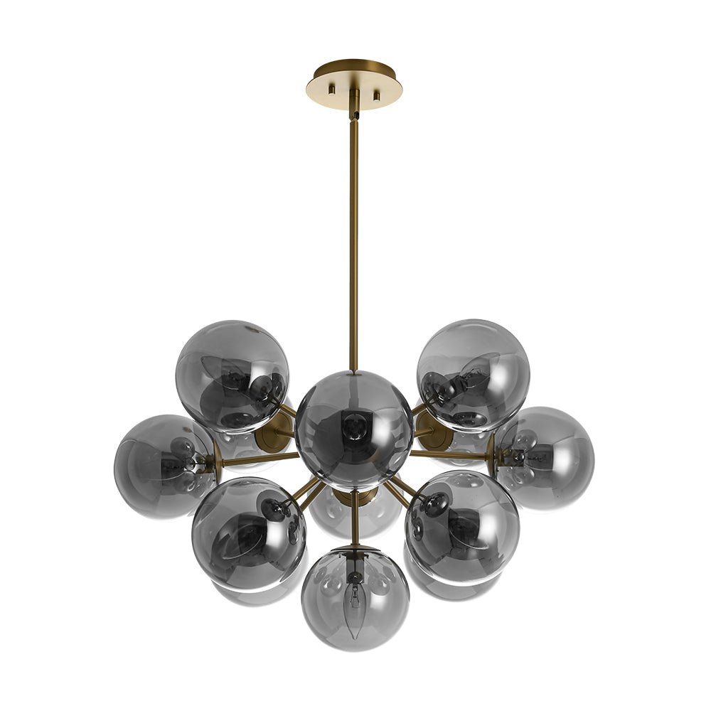 Sputnik Hanglamp 13 Lichts Gerookt Glas Messing Nikkel 60cm E12 Woonkamer Eetkamer Slaapkamer Entree Sunburst Chandelier Dimbaar