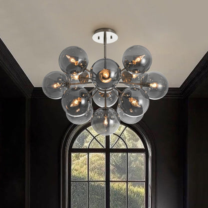 Sputnik Hanglamp 13 Lichts Gerookt Glas Messing Nikkel 60cm E12 Woonkamer Eetkamer Slaapkamer Entree Sunburst Chandelier Dimbaar