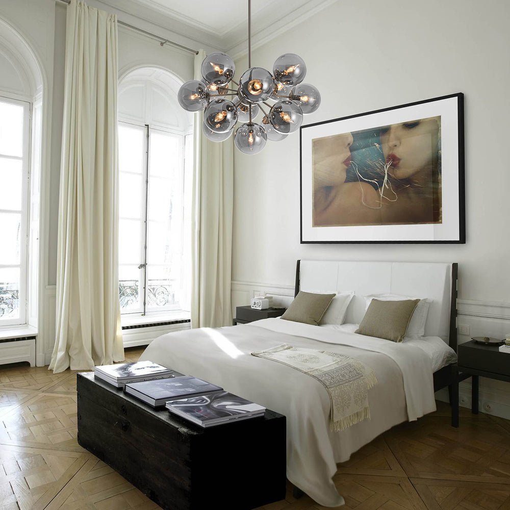 Sputnik Hanglamp 13 Lichts Gerookt Glas Messing Nikkel 60cm E12 Woonkamer Eetkamer Slaapkamer Entree Sunburst Chandelier Dimbaar