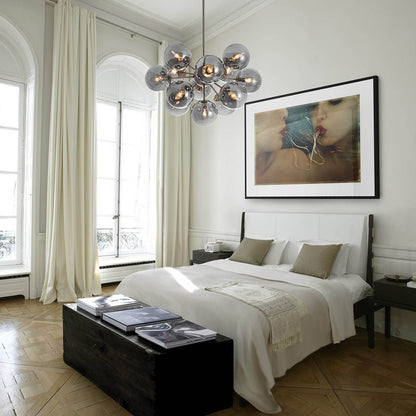 Sputnik Hanglamp 13 Lichts Gerookt Glas Messing Nikkel 60cm E12 Woonkamer Eetkamer Slaapkamer Entree Sunburst Chandelier Dimbaar