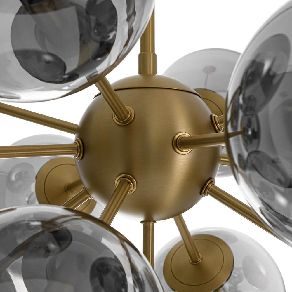 Sputnik Hanglamp 13 Lichts Gerookt Glas Messing Nikkel 60cm E12 Woonkamer Eetkamer Slaapkamer Entree Sunburst Chandelier Dimbaar