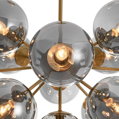 Sputnik Hanglamp 13 Lichts Gerookt Glas Messing Nikkel 60cm E12 Woonkamer Eetkamer Slaapkamer Entree Sunburst Chandelier Dimbaar