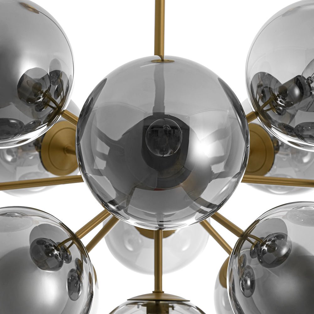 Sputnik Hanglamp 13 Lichts Gerookt Glas Messing Nikkel 60cm E12 Woonkamer Eetkamer Slaapkamer Entree Sunburst Chandelier Dimbaar