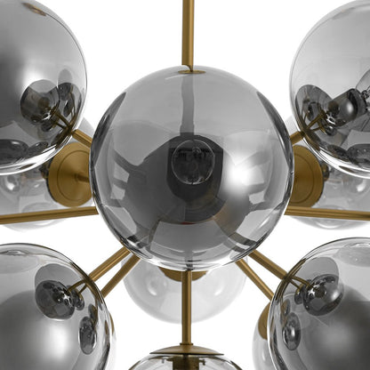 Sputnik Hanglamp 13 Lichts Gerookt Glas Messing Nikkel 60cm E12 Woonkamer Eetkamer Slaapkamer Entree Sunburst Chandelier Dimbaar
