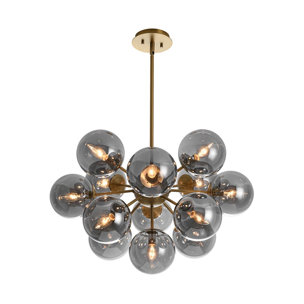 Sputnik Hanglamp 13 Lichts Gerookt Glas Messing Nikkel 60cm E12 Woonkamer Eetkamer Slaapkamer Entree Sunburst Chandelier Dimbaar