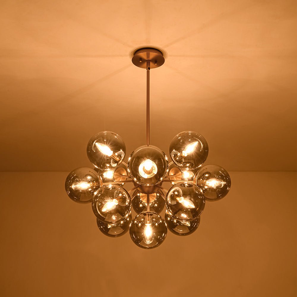 Sputnik Hanglamp 13 Lichts Gerookt Glas Messing Nikkel 60cm E12 Woonkamer Eetkamer Slaapkamer Entree Sunburst Chandelier Dimbaar