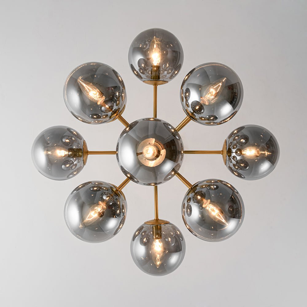 Sputnik Hanglamp 13 Lichts Gerookt Glas Messing Nikkel 60cm E12 Woonkamer Eetkamer Slaapkamer Entree Sunburst Chandelier Dimbaar