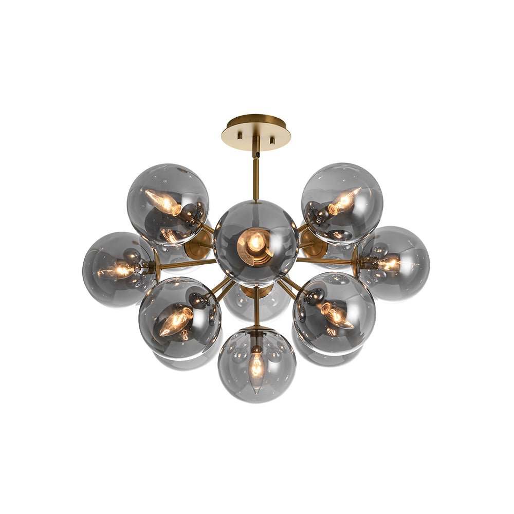 Sputnik Hanglamp 13 Lichts Gerookt Glas Messing Nikkel 60cm E12 Woonkamer Eetkamer Slaapkamer Entree Sunburst Chandelier Dimbaar
