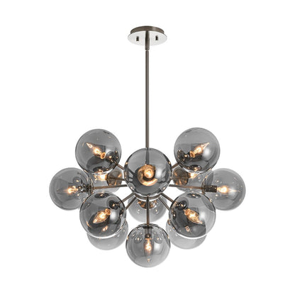 Sputnik Hanglamp 13 Lichts Gerookt Glas Messing Nikkel 60cm E12 Woonkamer Eetkamer Slaapkamer Entree Sunburst Chandelier Dimbaar