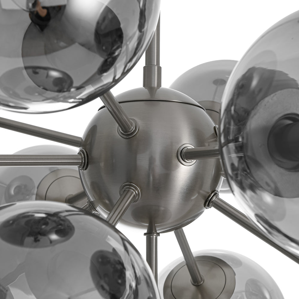 Sputnik Hanglamp 13 Lichts Gerookt Glas Messing Nikkel 60cm E12 Woonkamer Eetkamer Slaapkamer Entree Sunburst Chandelier Dimbaar