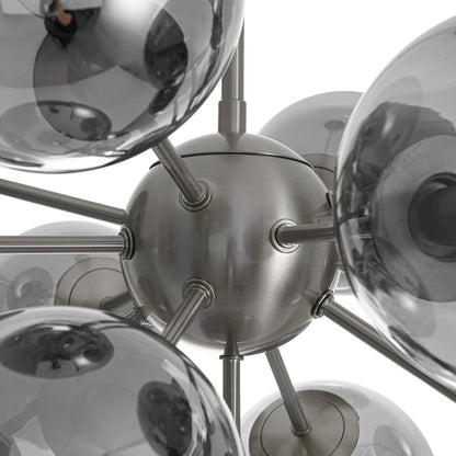 Sputnik Hanglamp 13 Lichts Gerookt Glas Messing Nikkel 60cm E12 Woonkamer Eetkamer Slaapkamer Entree Sunburst Chandelier Dimbaar