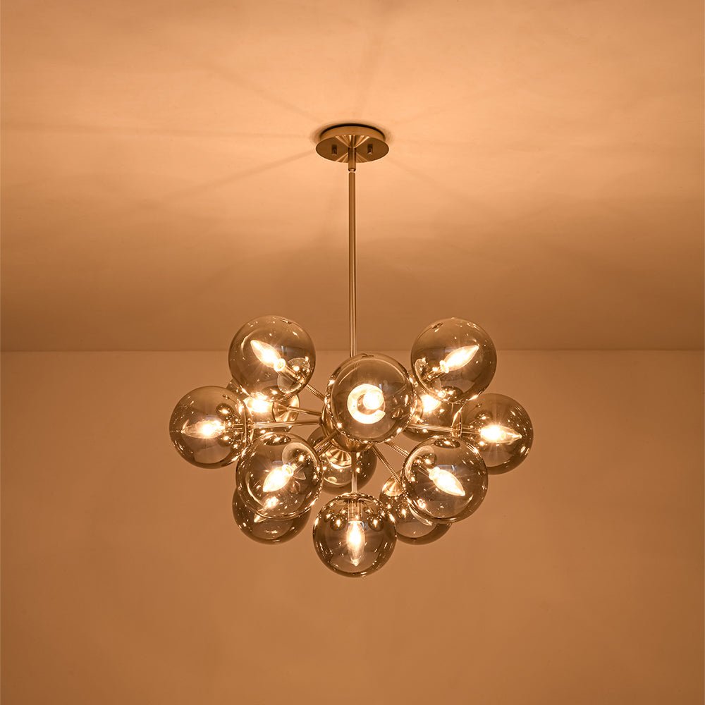 Sputnik Hanglamp 13 Lichts Gerookt Glas Messing Nikkel 60cm E12 Woonkamer Eetkamer Slaapkamer Entree Sunburst Chandelier Dimbaar