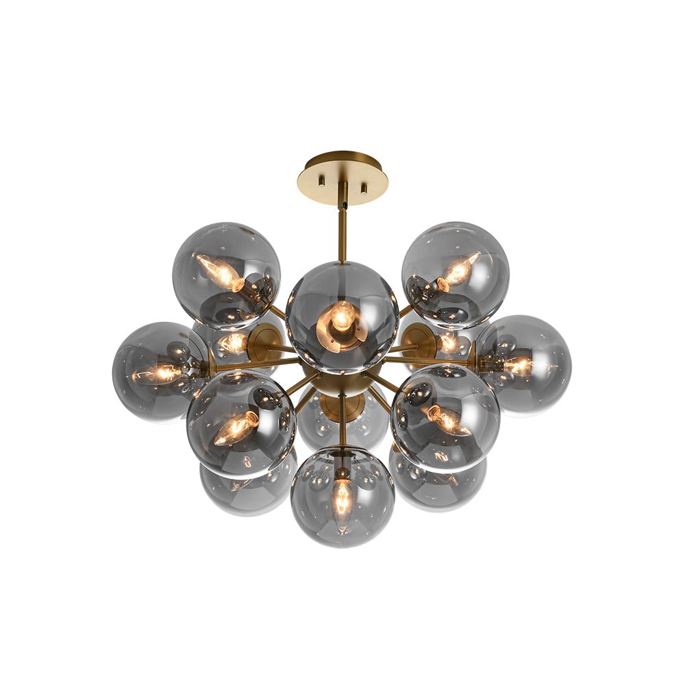 Sputnik Hanglamp 13 Lichts Gerookt Glas Messing Nikkel 60cm E12 Woonkamer Eetkamer Slaapkamer Entree Sunburst Chandelier Dimbaar
