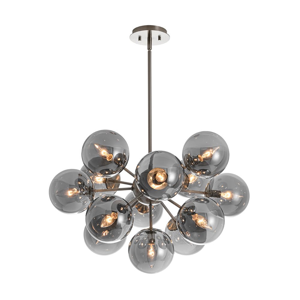 Sputnik Hanglamp 13 Lichts Gerookt Glas Messing Nikkel 60cm E12 Woonkamer Eetkamer Slaapkamer Entree Sunburst Chandelier Dimbaar