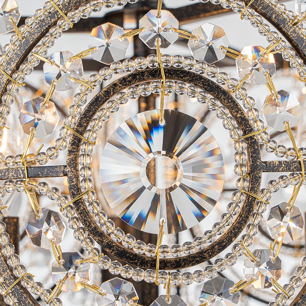 Kristallen Plafondlamp Zwart Goud 30cm 3 Lichts Vintage Drum E12 Woonkamer Eetkamer Slaapkamer Entree Badkamer Marokkaans Luxe