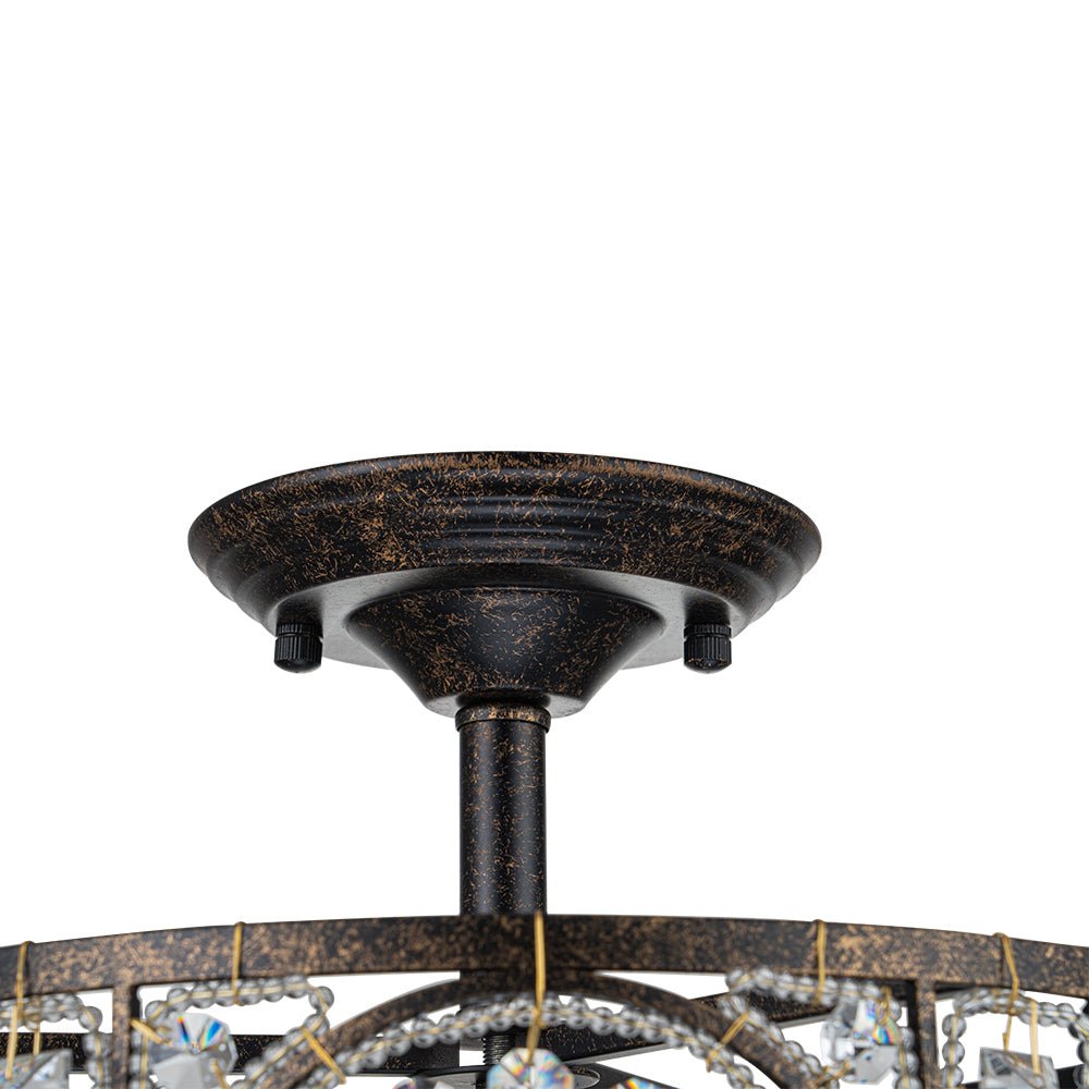 Kristallen Plafondlamp Zwart Goud 30cm 3 Lichts Vintage Drum E12 Woonkamer Eetkamer Slaapkamer Entree Badkamer Marokkaans Luxe