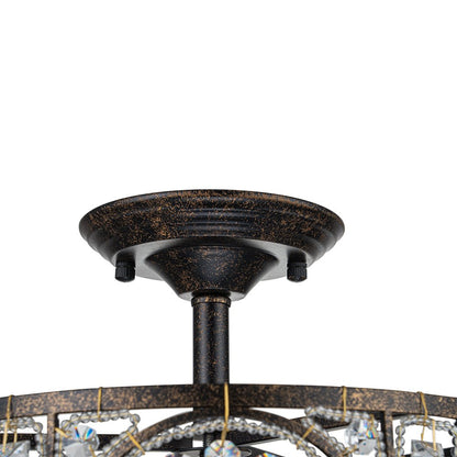Kristallen Plafondlamp Zwart Goud 30cm 3 Lichts Vintage Drum E12 Woonkamer Eetkamer Slaapkamer Entree Badkamer Marokkaans Luxe