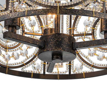 Kristallen Plafondlamp Zwart Goud 30cm 3 Lichts Vintage Drum E12 Woonkamer Eetkamer Slaapkamer Entree Badkamer Marokkaans Luxe