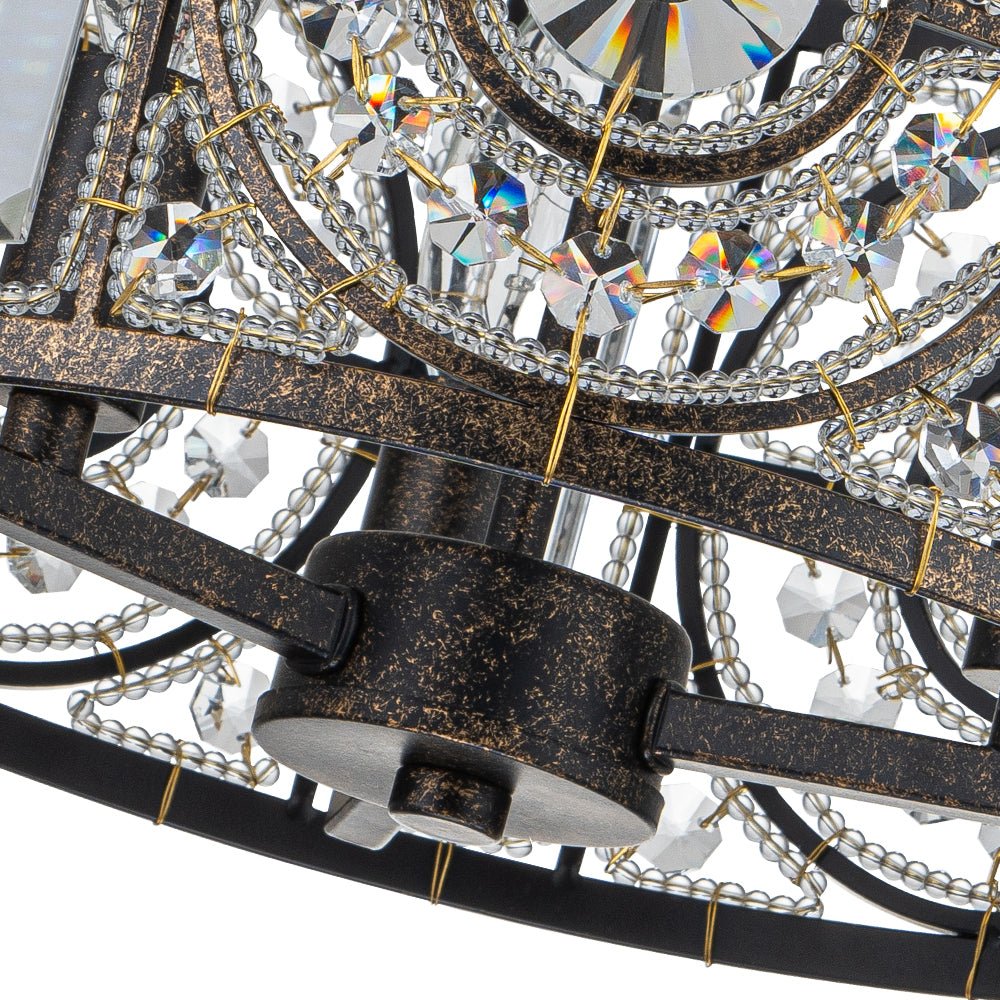 Kristallen Plafondlamp Zwart Goud 30cm 3 Lichts Vintage Drum E12 Woonkamer Eetkamer Slaapkamer Entree Badkamer Marokkaans Luxe