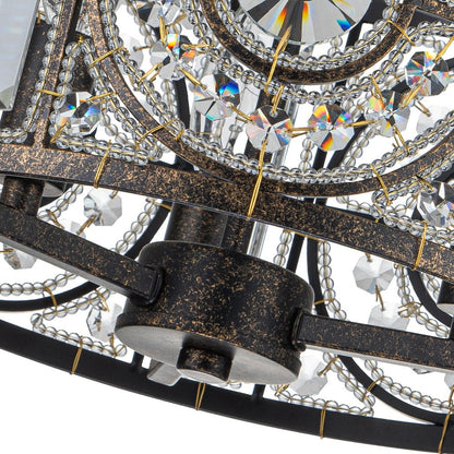Kristallen Plafondlamp Zwart Goud 30cm 3 Lichts Vintage Drum E12 Woonkamer Eetkamer Slaapkamer Entree Badkamer Marokkaans Luxe