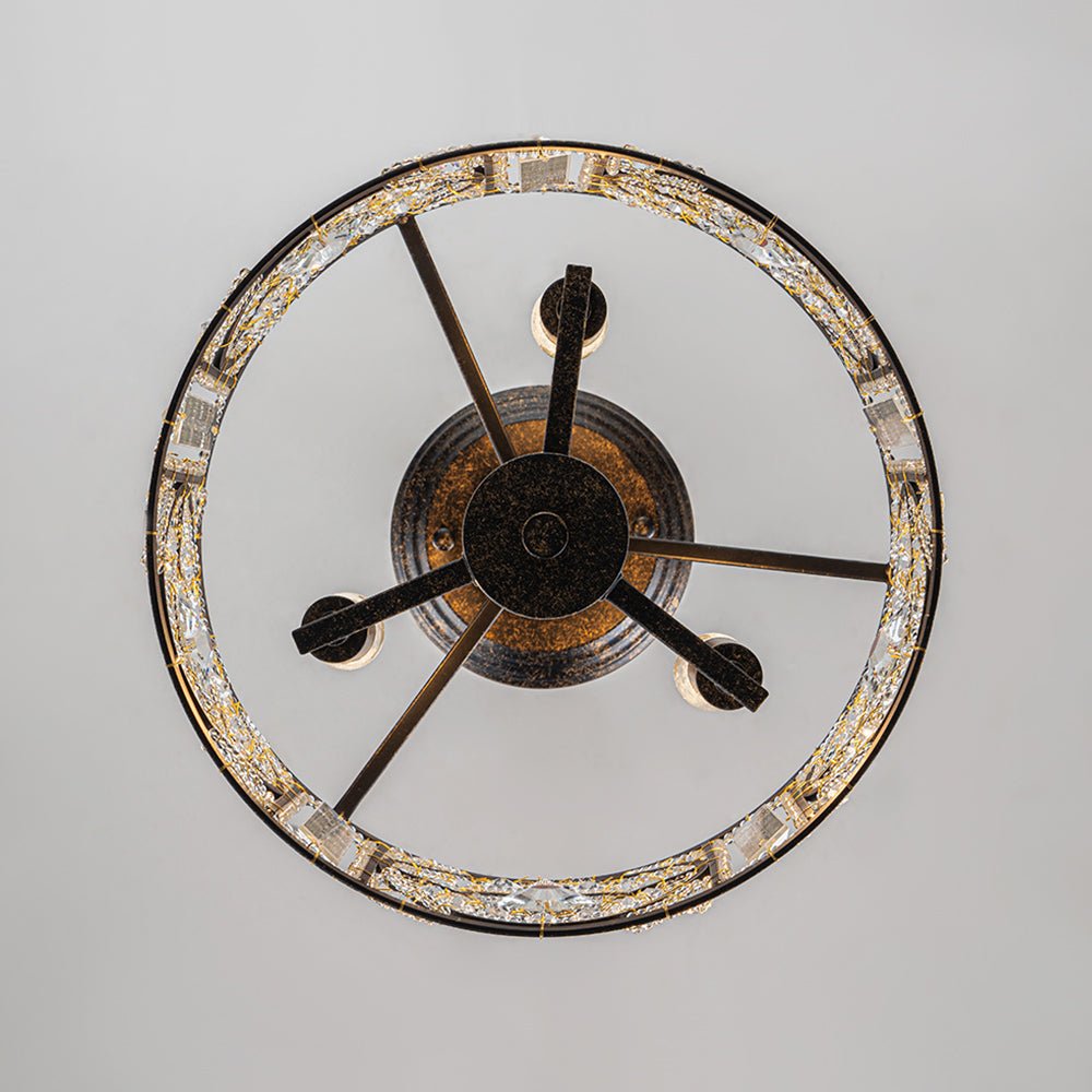 Kristallen Plafondlamp Zwart Goud 30cm 3 Lichts Vintage Drum E12 Woonkamer Eetkamer Slaapkamer Entree Badkamer Marokkaans Luxe