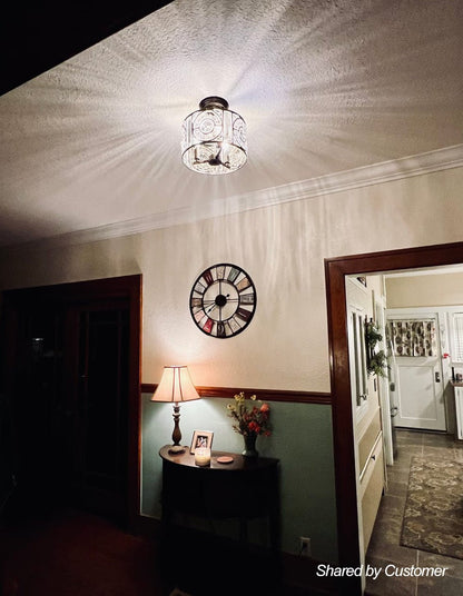 Kristallen Plafondlamp Zwart Goud 30cm 3 Lichts Vintage Drum E12 Woonkamer Eetkamer Slaapkamer Entree Badkamer Marokkaans Luxe