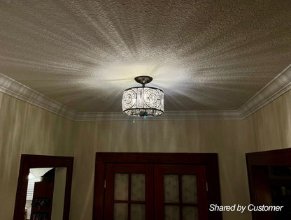 Kristallen Plafondlamp Zwart Goud 30cm 3 Lichts Vintage Drum E12 Woonkamer Eetkamer Slaapkamer Entree Badkamer Marokkaans Luxe