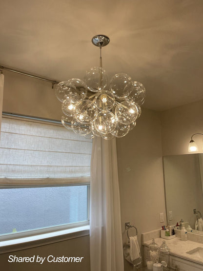Glazen Bollen Hanglamp Cluster Chroom Wit Zwart 63cm 6 Lichts LED G125 Woonkamer Eetkamer Slaapkamer Entree Bubble Chandelier Verstelbaar