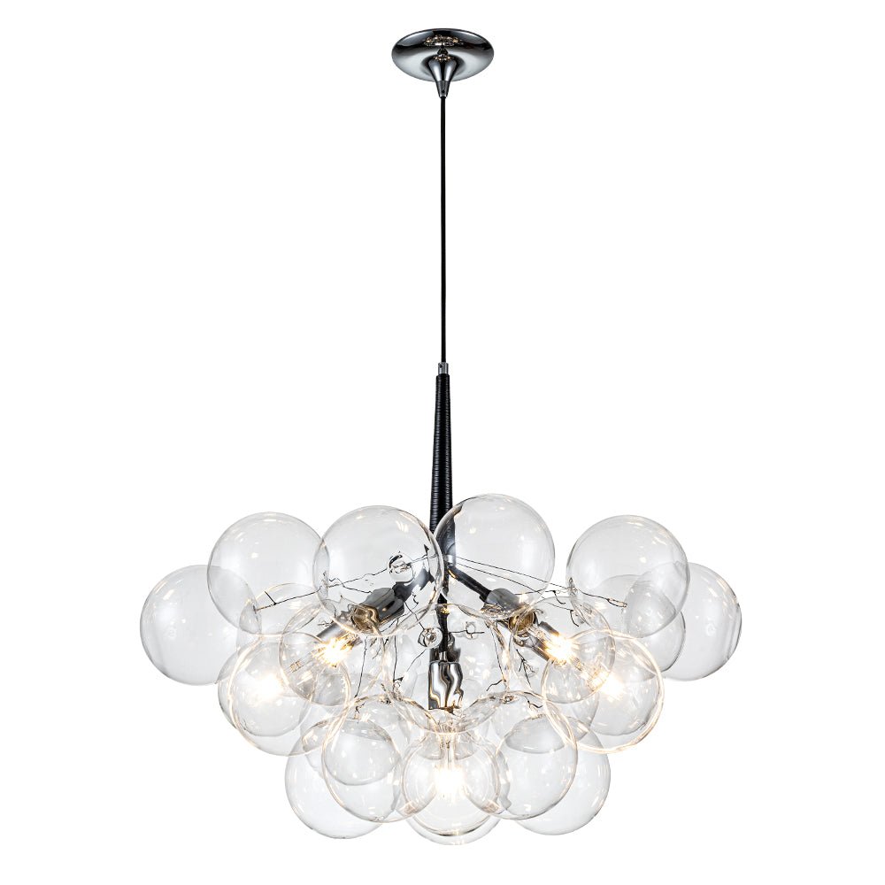 Glazen Bollen Hanglamp Cluster Chroom Wit Zwart 63cm 6 Lichts LED G125 Woonkamer Eetkamer Slaapkamer Entree Bubble Chandelier Verstelbaar