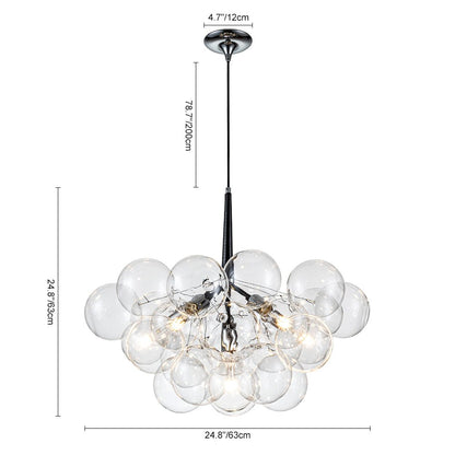 Glazen Bollen Hanglamp Cluster Chroom Wit Zwart 63cm 6 Lichts LED G125 Woonkamer Eetkamer Slaapkamer Entree Bubble Chandelier Verstelbaar