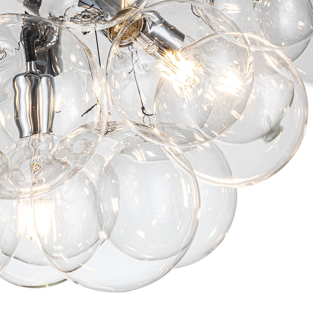 Glazen Bollen Hanglamp Cluster Chroom Wit Zwart 63cm 6 Lichts LED G125 Woonkamer Eetkamer Slaapkamer Entree Bubble Chandelier Verstelbaar