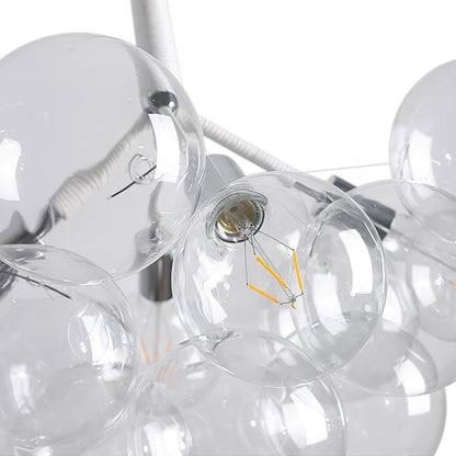 Glazen Bollen Hanglamp Cluster Chroom Wit Zwart 63cm 6 Lichts LED G125 Woonkamer Eetkamer Slaapkamer Entree Bubble Chandelier Verstelbaar