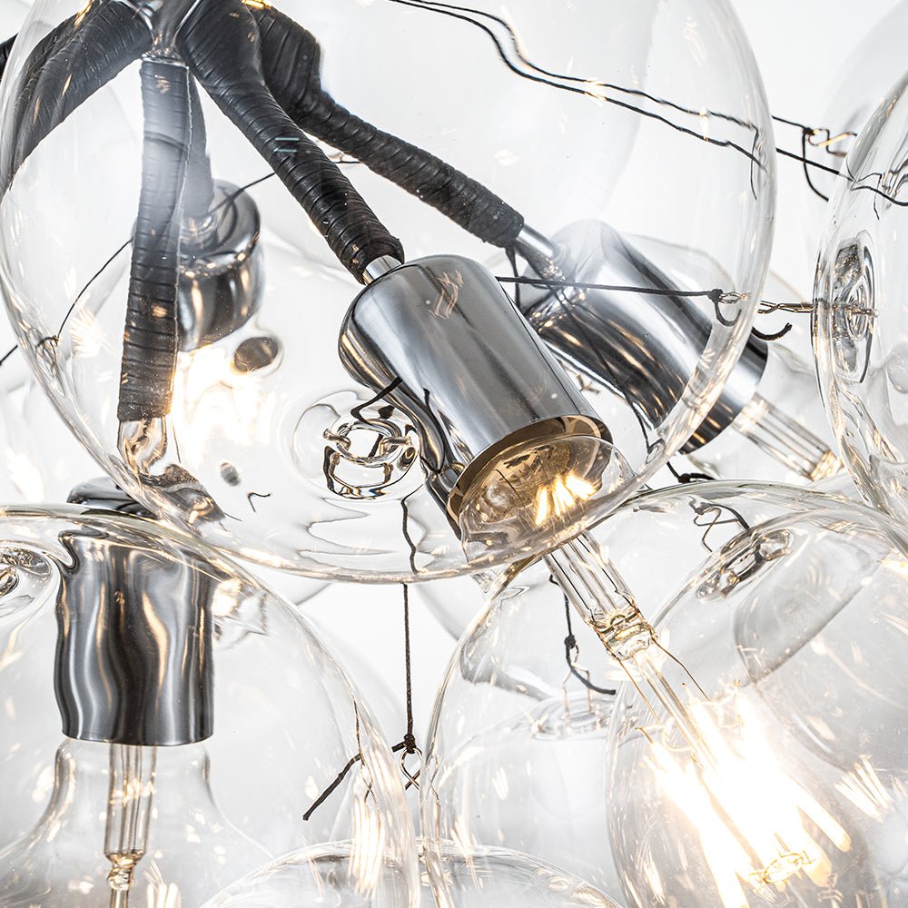 Glazen Bollen Hanglamp Cluster Chroom Wit Zwart 63cm 6 Lichts LED G125 Woonkamer Eetkamer Slaapkamer Entree Bubble Chandelier Verstelbaar
