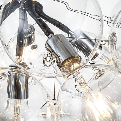 Glazen Bollen Hanglamp Cluster Chroom Wit Zwart 63cm 6 Lichts LED G125 Woonkamer Eetkamer Slaapkamer Entree Bubble Chandelier Verstelbaar