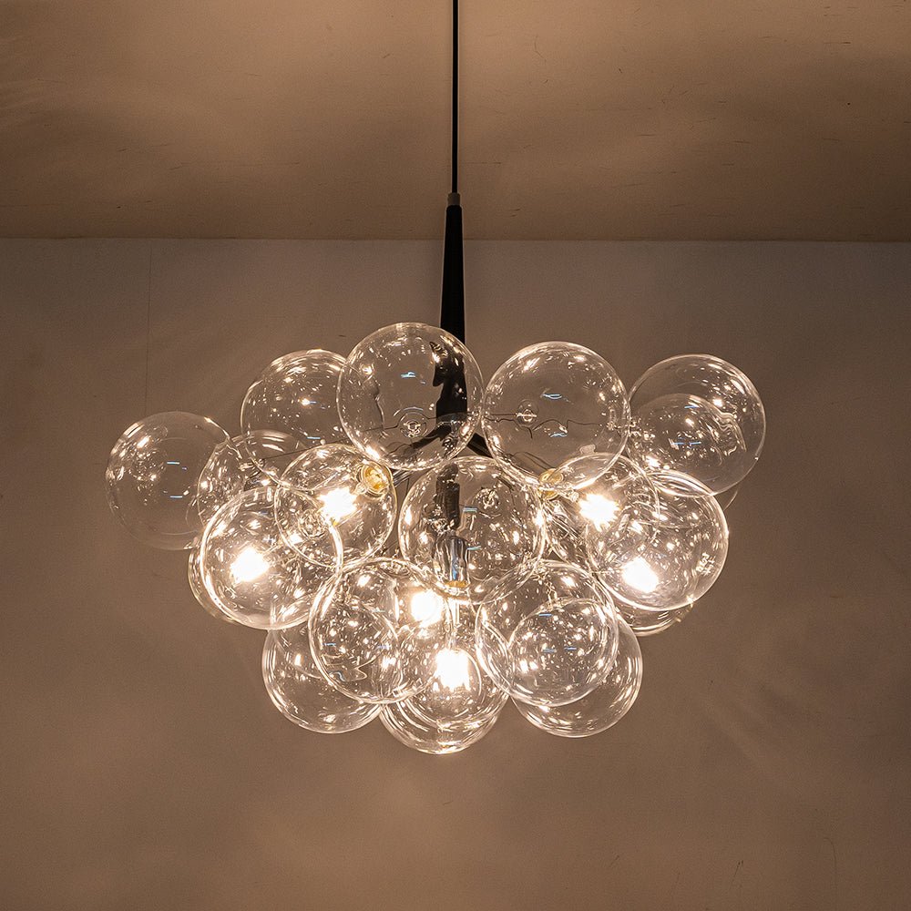 Glazen Bollen Hanglamp Cluster Chroom Wit Zwart 63cm 6 Lichts LED G125 Woonkamer Eetkamer Slaapkamer Entree Bubble Chandelier Verstelbaar