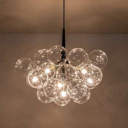 Glazen Bollen Hanglamp Cluster Chroom Wit Zwart 63cm 6 Lichts LED G125 Woonkamer Eetkamer Slaapkamer Entree Bubble Chandelier Verstelbaar