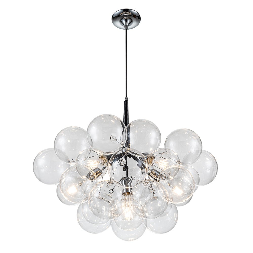 Glazen Bollen Hanglamp Cluster Chroom Wit Zwart 63cm 6 Lichts LED G125 Woonkamer Eetkamer Slaapkamer Entree Bubble Chandelier Verstelbaar