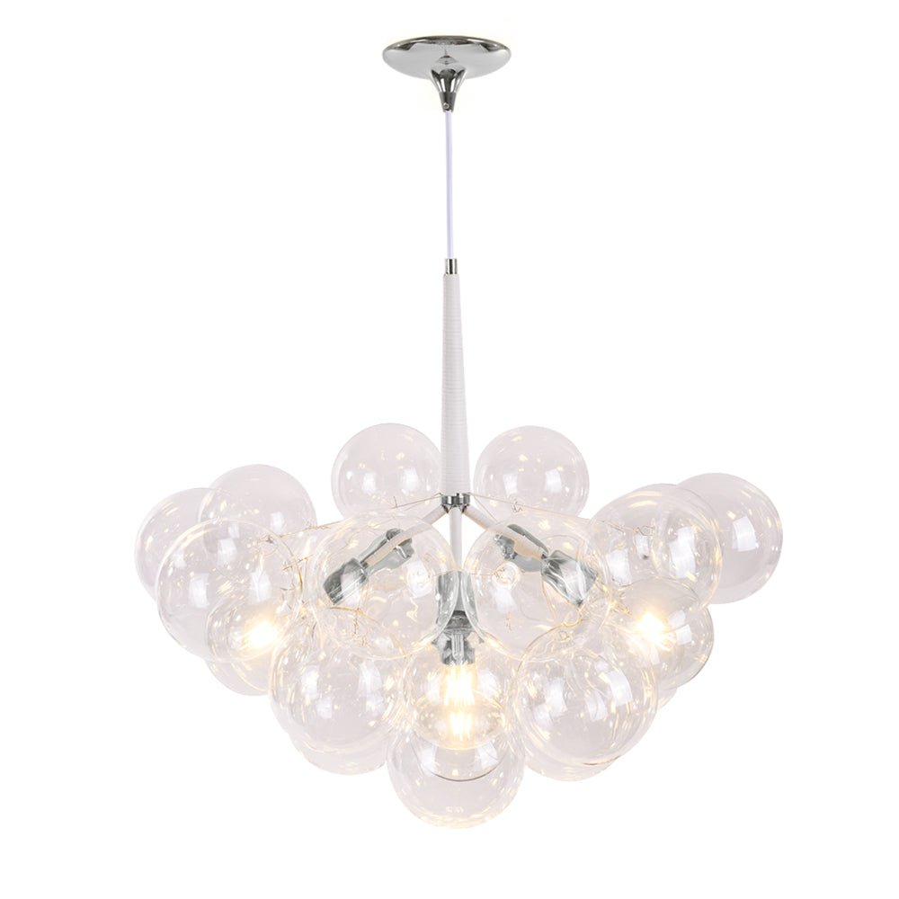 Glazen Bollen Hanglamp Cluster Chroom Wit Zwart 63cm 6 Lichts LED G125 Woonkamer Eetkamer Slaapkamer Entree Bubble Chandelier Verstelbaar