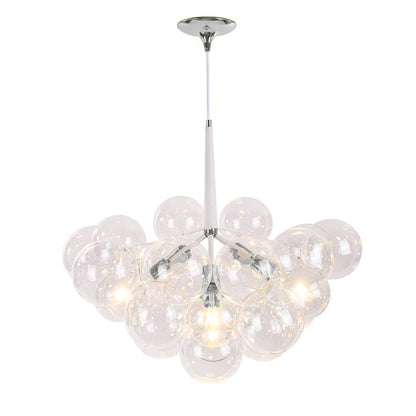 Glazen Bollen Hanglamp Cluster Chroom Wit Zwart 63cm 6 Lichts LED G125 Woonkamer Eetkamer Slaapkamer Entree Bubble Chandelier Verstelbaar