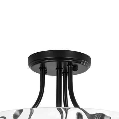 Glazen Plafondlamp Drum Messing 30cm 2 Lichts Gehamerd Glas Woonkamer Eetkamer Semi Flush Mount Badkamer Entree Hal Slaapkamer