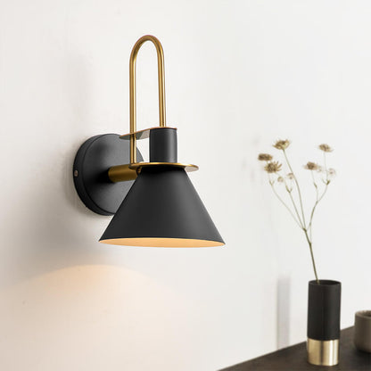 Wandlamp Kegel Zwart Wit Groen Messing 31cm E26 Mid-Century Slaapkamer Entree Gang Eetkamer Vintage Wandspot Traphal Retro