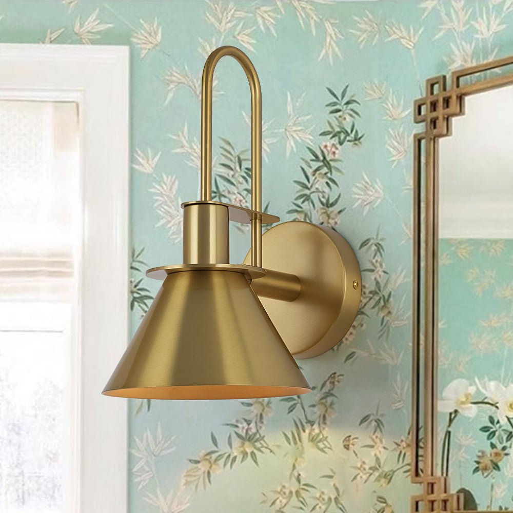 Wandlamp Kegel Zwart Wit Groen Messing 31cm E26 Mid-Century Slaapkamer Entree Gang Eetkamer Vintage Wandspot Traphal Retro