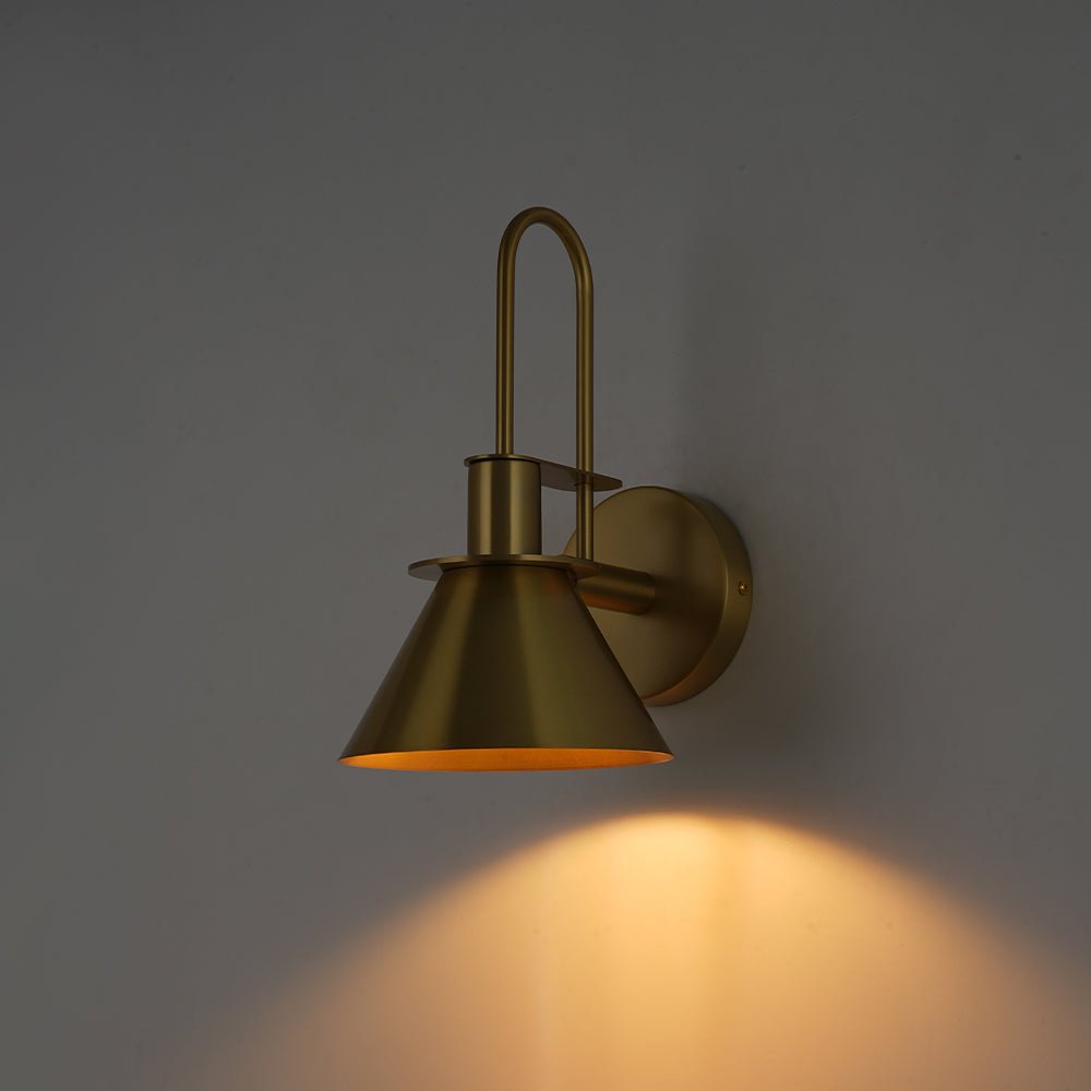 Wandlamp Kegel Zwart Wit Groen Messing 31cm E26 Mid-Century Slaapkamer Entree Gang Eetkamer Vintage Wandspot Traphal Retro